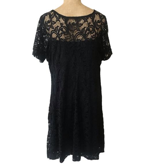 Lane Bryant Black Lace Dress Size 14/16 Stretch Flowy Witchy Boho Midi Length - Picture 4 of 7